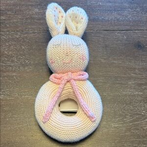 The Beaufort Bonnet Company Pale Pink Knitted Bunny Rattle